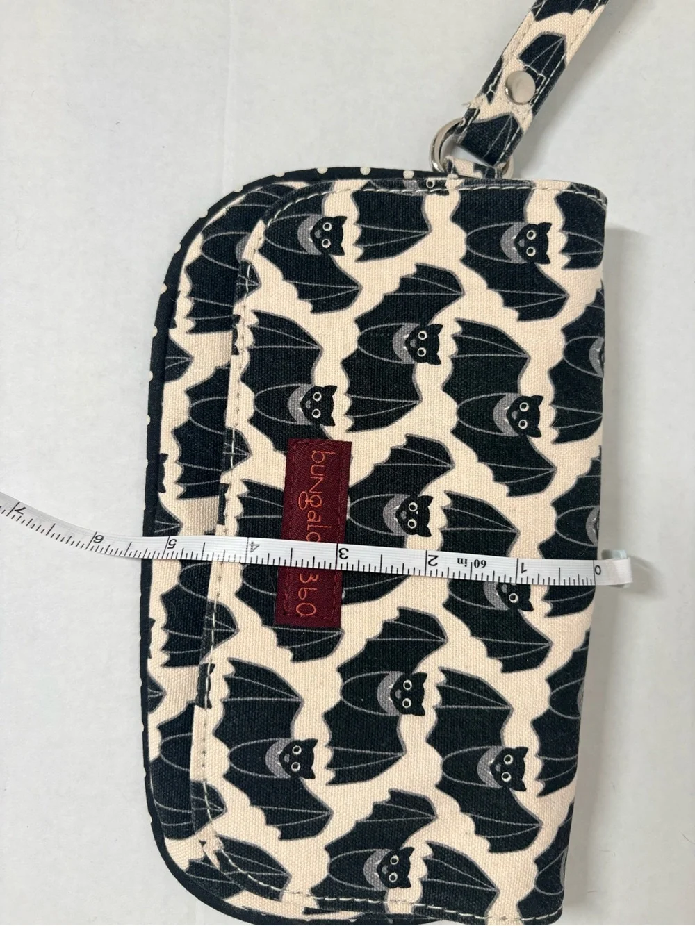 bungalow 360 Black & Cream Bat Pattern Wristlet